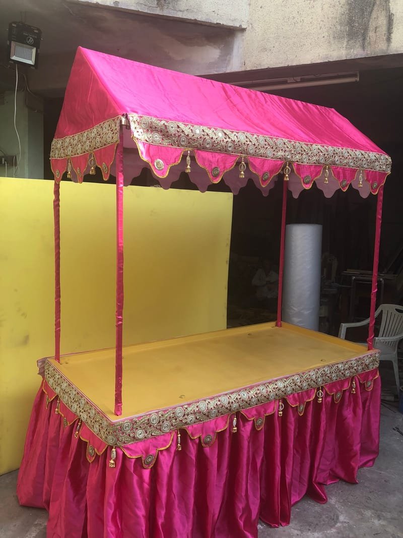 Indian Food Station Canopy: Premium Fabric, Fiber Support